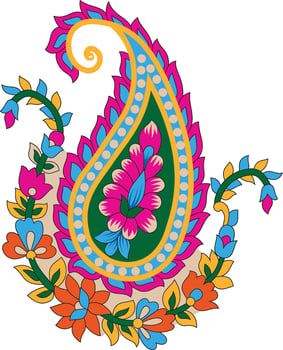 an ornate paisley design with colorful flowers vector