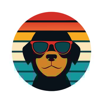 Cute Rottweiler Head Wearing Sunglasses Silhouette vector