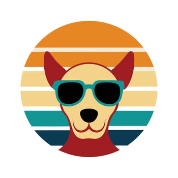 Cute Lazy Dog Head with Sunglasses Silhouette vector