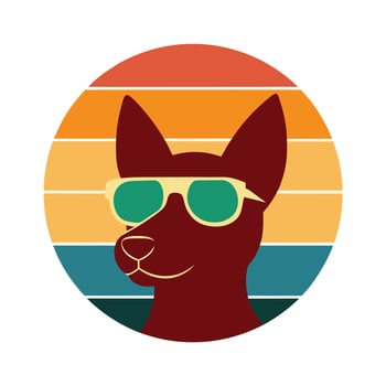 Cute Smooth Coated Dog Head in Sunglasses Silhouette vector