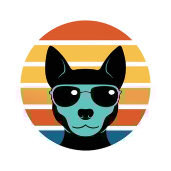 Cute Therapy Dog Head with Sunglasses Silhouette vector