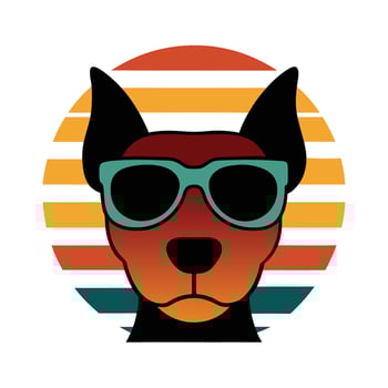 Cute Service Dog Head with Sunglasses Silhouette vector