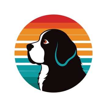 saint bernard dog head silhouette on retro vintage vector