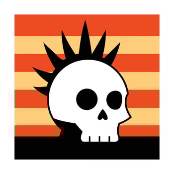 skull with mohawk silhouette on vintage sea stripes vector