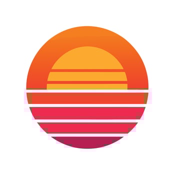 classic circular sunset icon with gradient retro layers vector