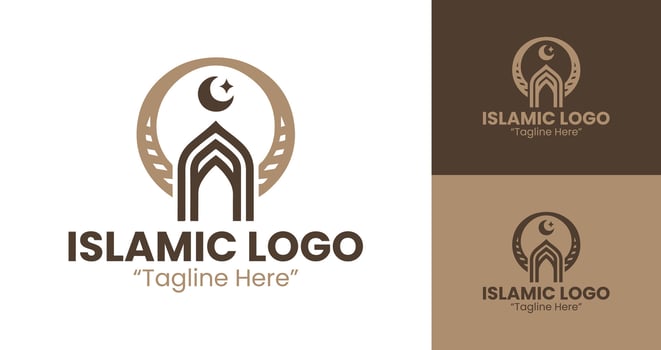 Creative Minimalist Islamic Logos with Brown Color for Corporate Branding and Identity vector