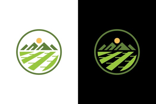Serene Green Fields and Mountain Landscape vector
