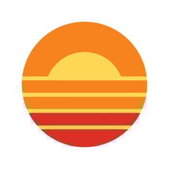 Clean Retro Circle Sun Icon with Warm Stripe Colors vector