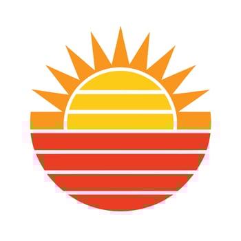Flat Retro Sun Background with Cleanly Divided Stripes vector