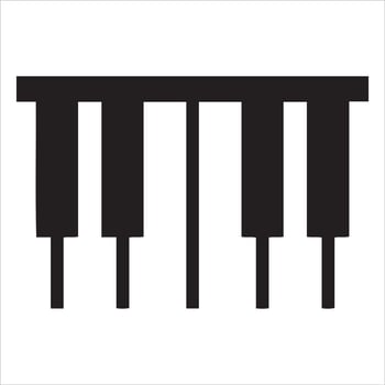 Simple black and white graphic of piano keys on a white background vector