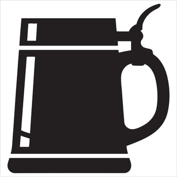 Classic black silhouette of a german beer stein with hinged lid vector