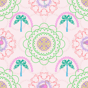 colorful palm tree floral pattern vector
