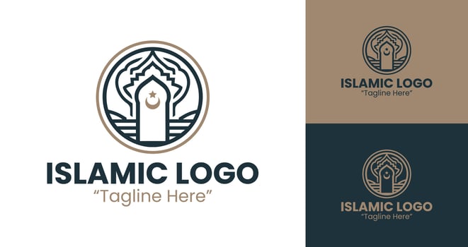 Exclusive Islamic Logo Design in Brown and Dark Blue for Premium Branding vector