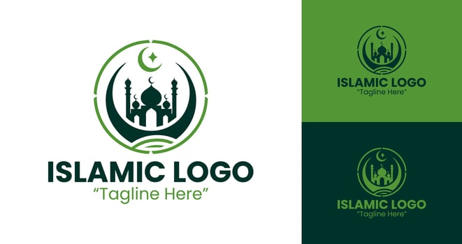 Exclusive Green Mosque and Crescent Logo for Islamic Event Identity vector