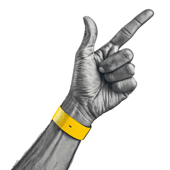 A hand with a yellow wristband on it png