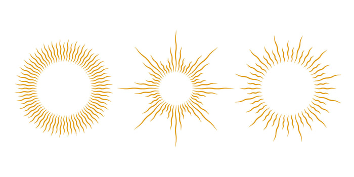 Golden sunburst frames set. Retro gold sun light rays element collection. Vintage radial rays, sunbeams, firework or explosion for emblem, logo, tag, stamp, banner, sticker. elements vector