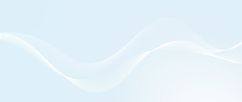 Undulate smooth wave lines design. Abstract flowing curved stripes template. White fluid shape on light teal blue background. Sea water, wind or air concept. vector