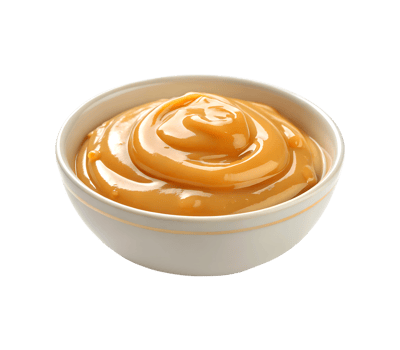 Butterscotch pudding in a bowl isolated on transparent background png