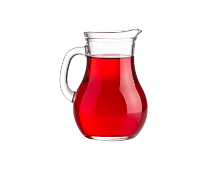 Clear Glass Pitcher Filled with Vibrant Red Liquid Beverage. png