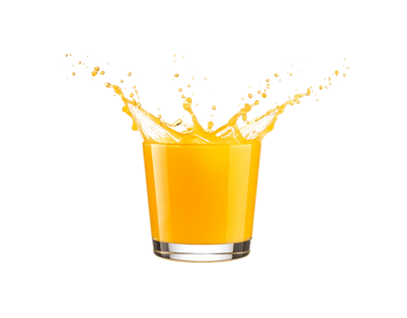 Refreshing Orange Juice Splash in a Clear Glass on Black Background. png