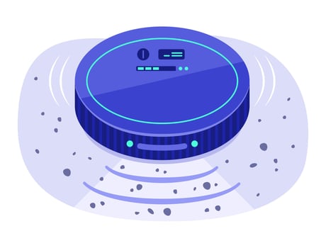 Robot Vacuum Cleaner Detects Dust and Dirt on Floor by Sensors for Robotic Technology Concept Illustration vector