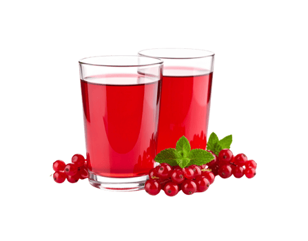 Two Glasses of Red Currant Juice with Fresh Mint and Berries. png