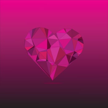 a pink heart shaped polygonal design on a black background vector