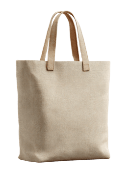 The large canvas tote bag in beige png
