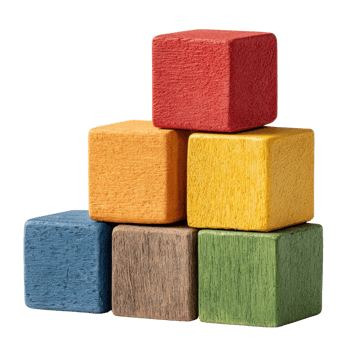 Wooden blocks, set of 5, in different colors png