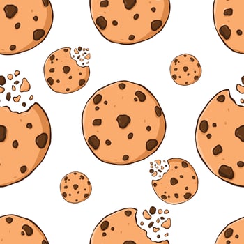 Cute Cookie Doodle Pattern Hand Drawn Dessert Illustration vector