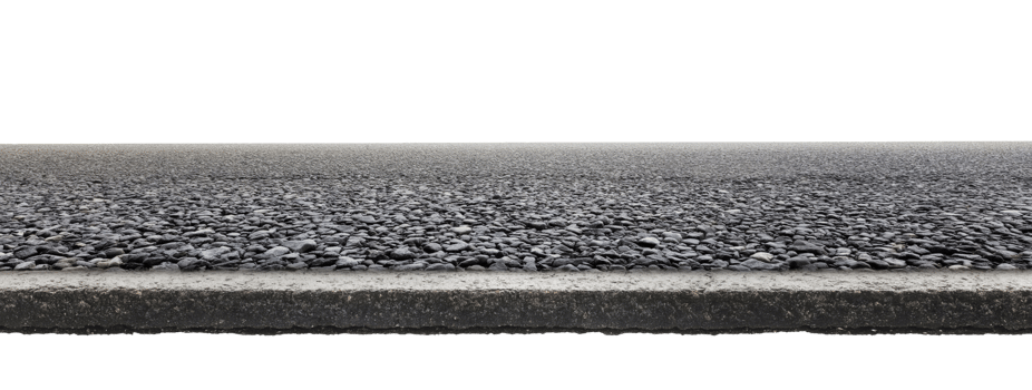 Asphalt road edge with white painted line marking isolated on transparent background png