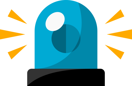 Blue siren with line light rays icon png