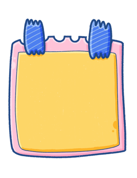 Cartoon Memo Note with Blue Washi Tape png