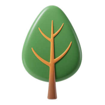 A green tree with brown branches isolated on transparent background png