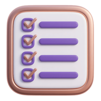 A checklist icon with checkmarks, isolated on transparent background png