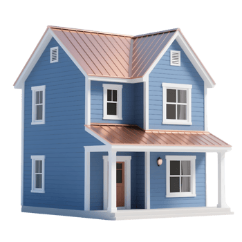 A blue house isolated on transparent background png