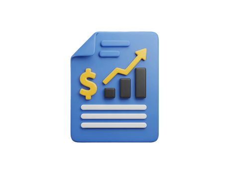 3D Financial Report Document with Dollar Sign and Growth Chart Isolated on Transparent Background png