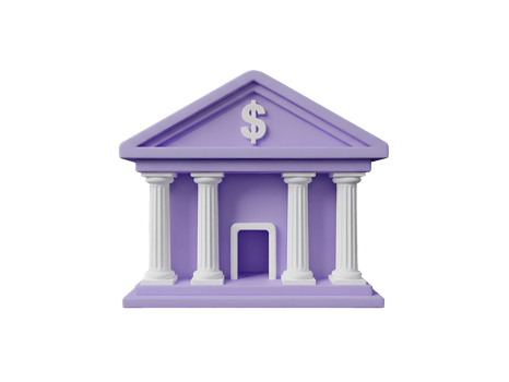 3D Bank Building with Dollar Sign Icon Isolated on Transparent Background png