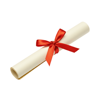 Prestigious academic degree scroll tied with a rich red ribbon, symbolizing achievement and honor png