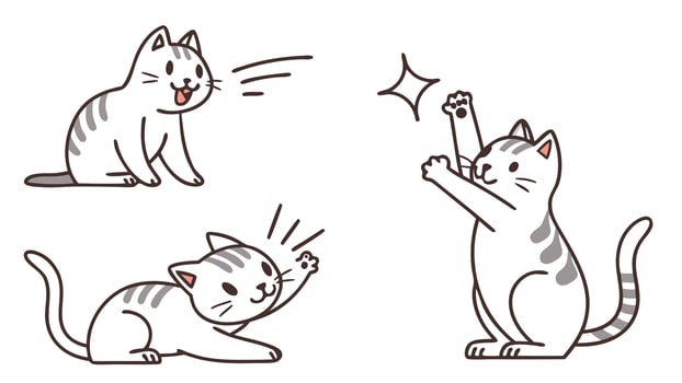 A set of cartoon cats playing with each other vector