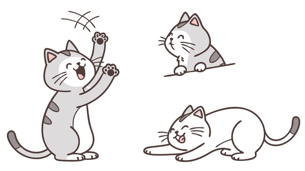 A set of cartoon cats with different expressions vector