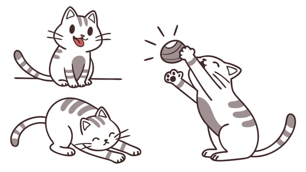A cartoon cat playing with a ball vector