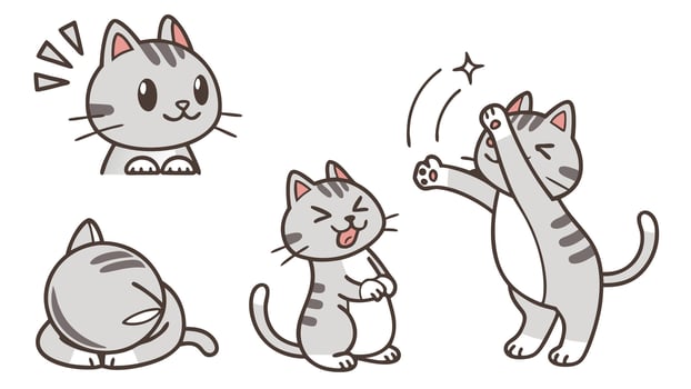 A cartoon cat is playing with its paws vector