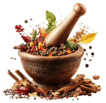 Thai herb mortar collection isolated on transparent background, perfect for holistic and wellness branding png