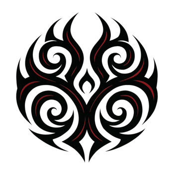 Abstract Tribal Tattoo Design Dark, Edgy, Swirling Red and Black Ink Artwork. png