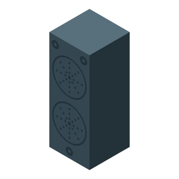 Big professional audio speaker reproducing sound, isometric view vector