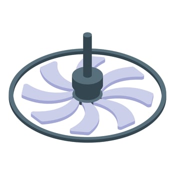 Modern turbine rotating and generating clean energy with innovative technology vector