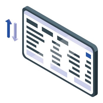 Data transferring up and down on an interactive screen vector