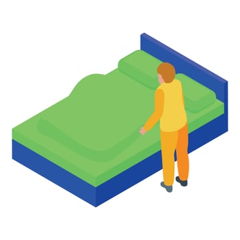 Hotel employee making the bed in a hotel room vector