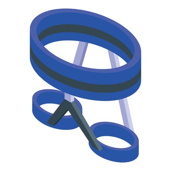 Climbing harness protecting climber during ascent on isometric view vector